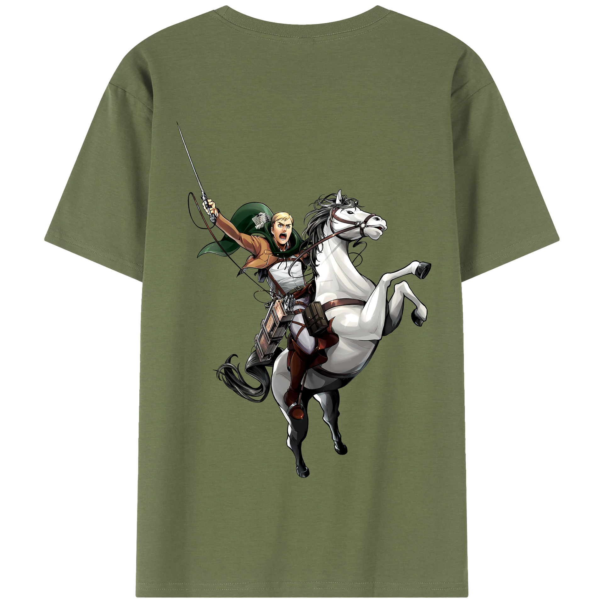 （画像用） 進撃の巨人 エルヴィン・スミス Attack on Titan Erwin Smith 綿100％半袖Tシャツ（背面プリント）